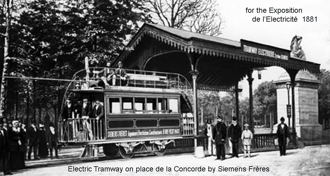 The avant-garde Siemens tramway in Paris in 1881